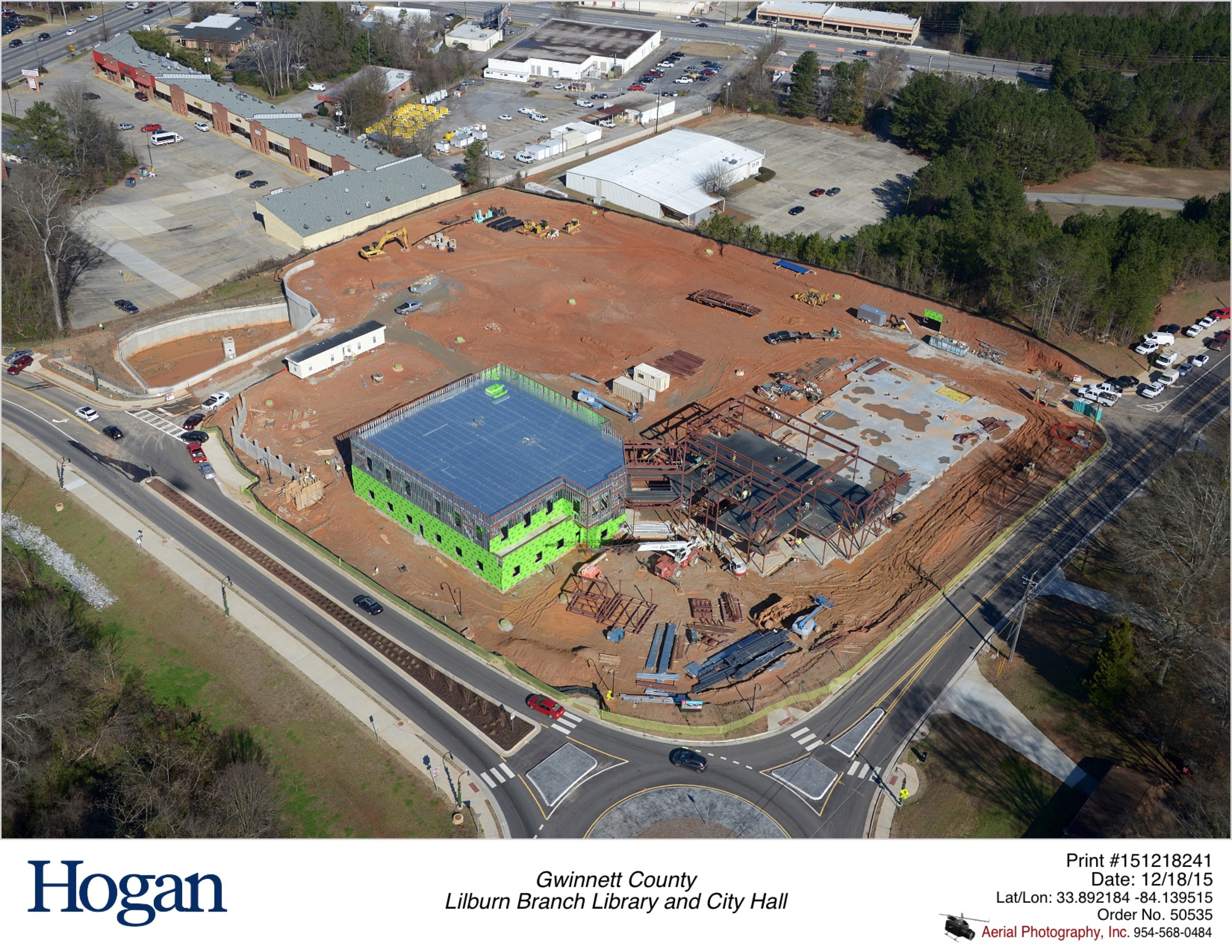 December 2015 Aerial photo of Lilburn City Hall and Library